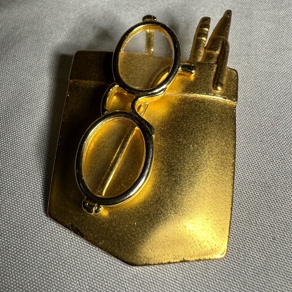 Jewelry | 8s Goldtone Pocket Protector Brooch Pen Pencil And Glasses ...